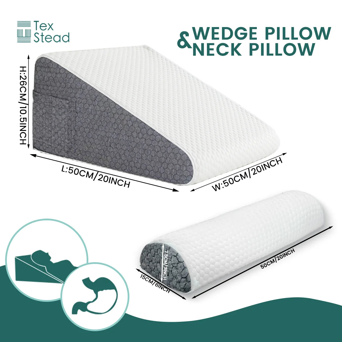 PosturePro™ 2-Piece Memory Foam Wedge Pillow Set